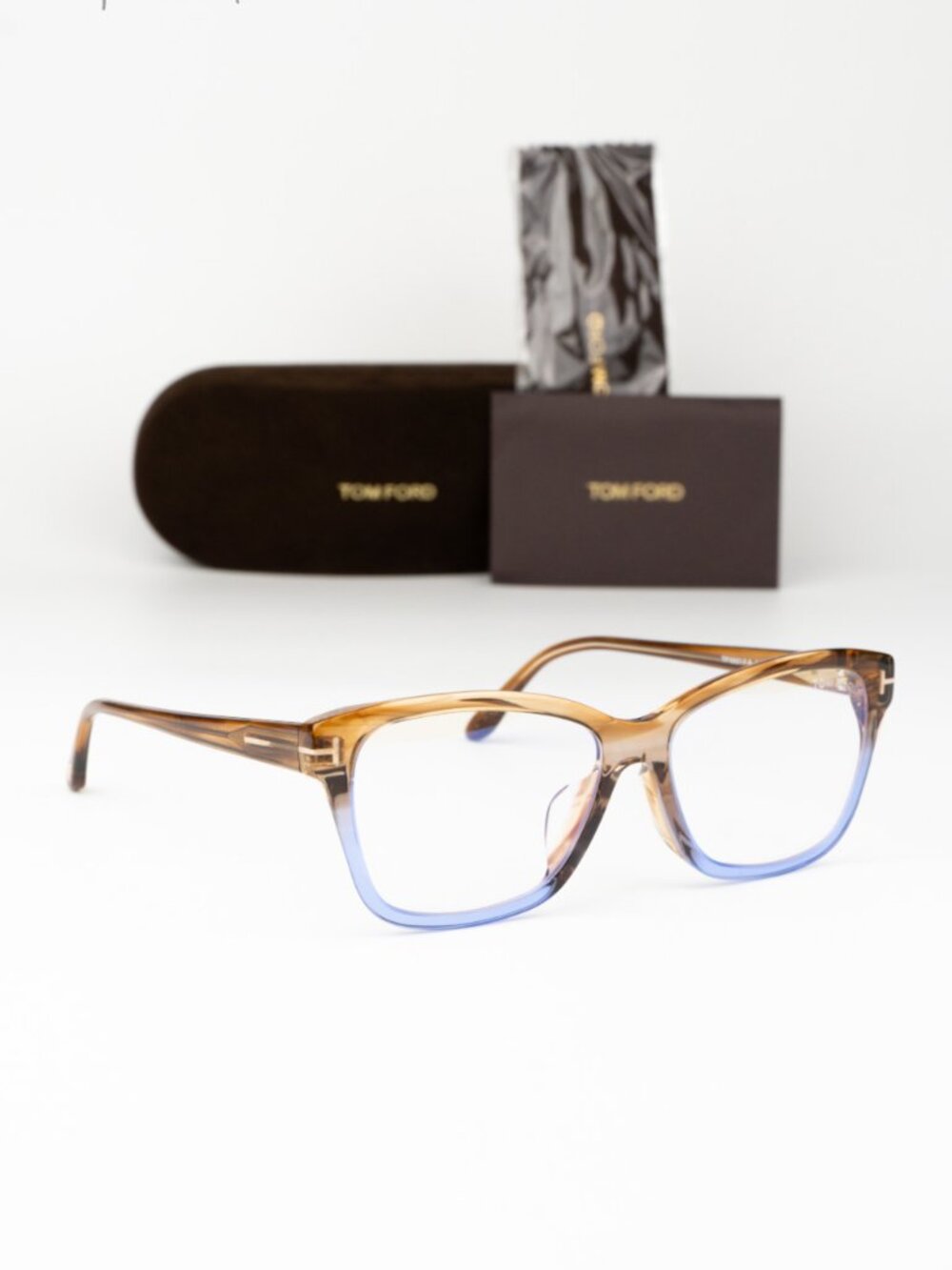 Tom Ford Women Eyeglasses Brown Violet Square FT5597-F-B 047 NEW AUTHENTIC